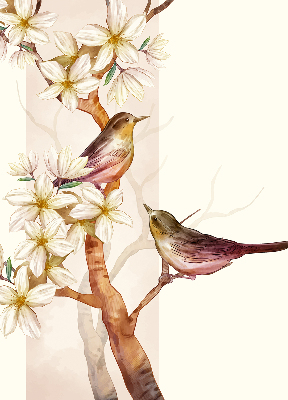 Blackout roller blind Birds on a tree with flowers