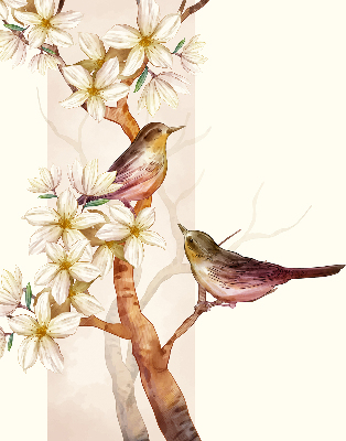 Blackout roller blind Birds on a tree with flowers