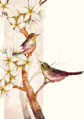 Blackout roller blind birds on a tree with flowers design