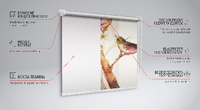 Blackout roller blind Birds on a tree with flowers