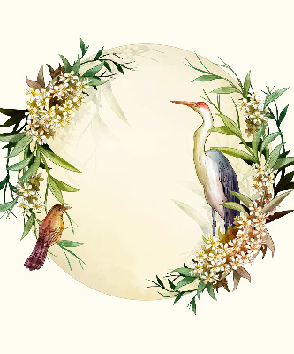 Blackout roller blind for window A crane in a circle of greenery