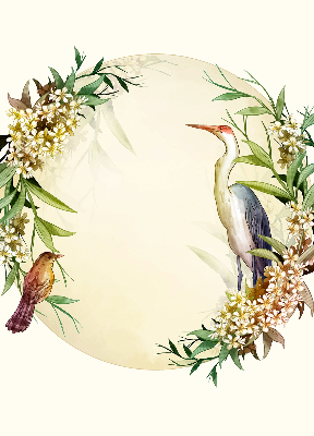 Blackout roller blind for window A crane in a circle of greenery