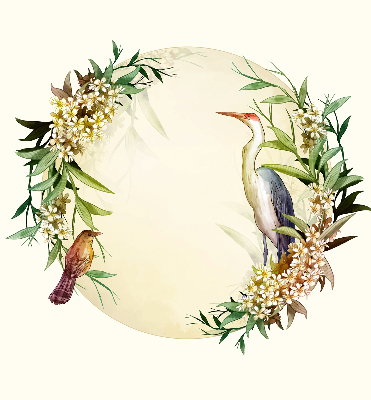 Blackout roller blind for window A crane in a circle of greenery