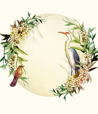 Blackout roller blind for window A crane in a circle of greenery