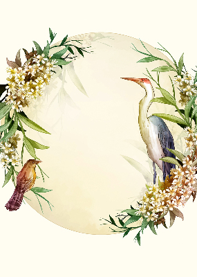 Blackout roller blind for window A crane in a circle of greenery