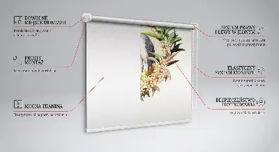 Blackout roller blind a crane in a circle of greenery design