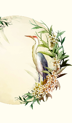 Blackout roller blind for window A crane in a circle of greenery