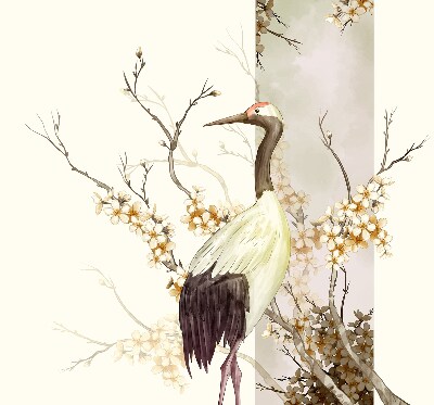 Fabric roller blind for window A crane in the bush