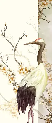 Fabric roller blind for window a crane in the bush design