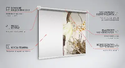 Fabric roller blind for window a crane in the bush design