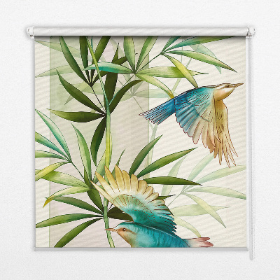 Blackout roller blind birds in the leaves design