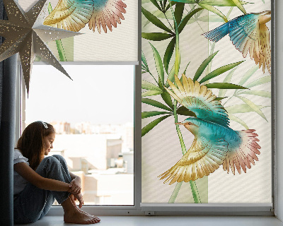 Blackout roller blind Birds in the leaves