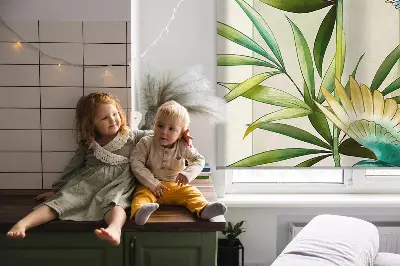 Blackout roller blind birds in the leaves design