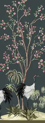 Blackout roller window blind birds by the rose bush design
