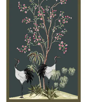 Blackout roller window blind birds by the rose bush design