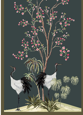Blackout roller blind for window Birds by the rose bush