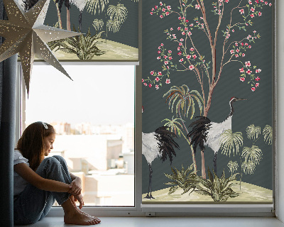 Blackout roller blind for window Birds by the rose bush