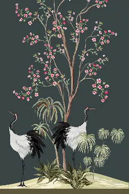 Blackout roller window blind birds by the rose bush design