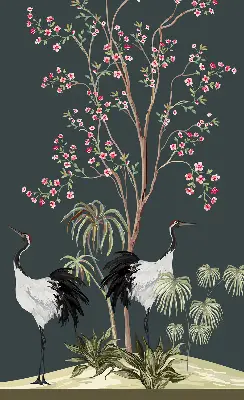 Blackout roller window blind birds by the rose bush design