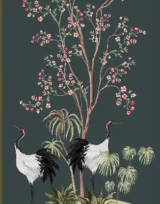 Blackout roller window blind birds by the rose bush design