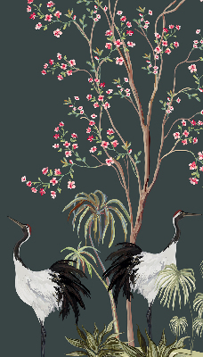 Blackout roller blind for window Birds by the rose bush