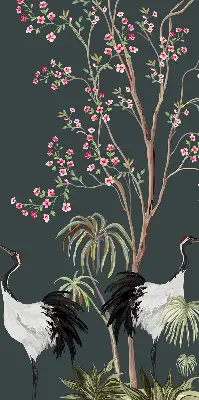 Blackout roller window blind birds by the rose bush design