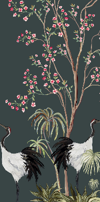 Blackout roller blind for window Birds by the rose bush