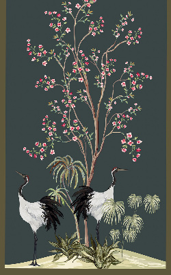 Blackout roller blind for window Birds by the rose bush