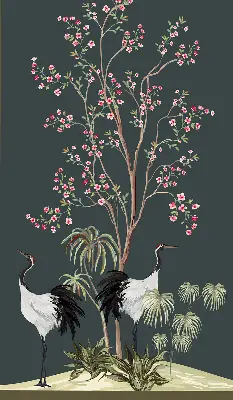 Blackout roller window blind birds by the rose bush design