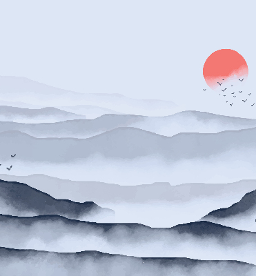 Fabric roller blind for window Mountains in the fog