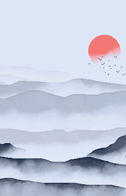 Fabric roller blind for window Mountains in the fog