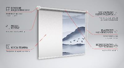 Fabric roller blind for window Mountains in the fog
