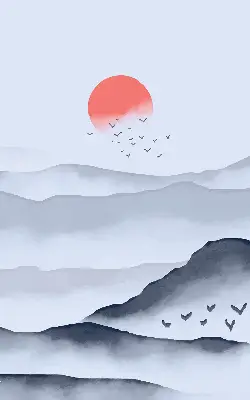 Fabric roller blind for window mountains in the fog design