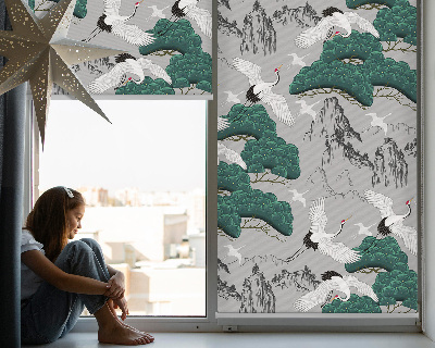 Blackout roller blind Flying Cranes