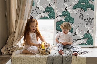 Blackout roller blind Flying Cranes