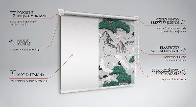 Blackout roller blind with flying cranes print