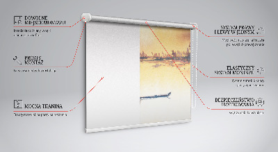 Blackout roller blind for window Sunset over the lake