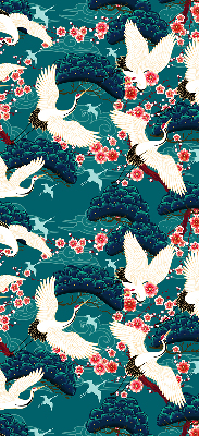 Fabric roller blind for window A flock of cranes