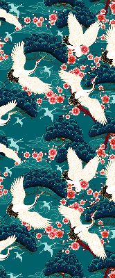 Fabric roller blind for window A flock of cranes