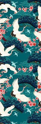 Fabric roller blind for window A flock of cranes