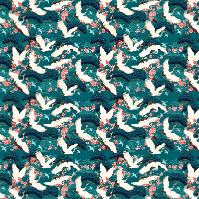 Fabric roller blind for window A flock of cranes