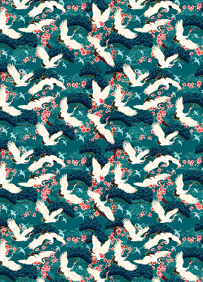 Fabric roller blind for window A flock of cranes