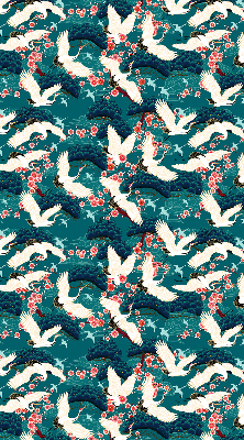 Fabric roller blind for window A flock of cranes