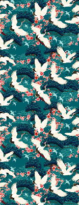Fabric roller blind for window A flock of cranes