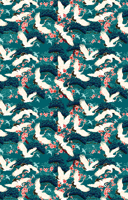 Fabric roller blind for window A flock of cranes