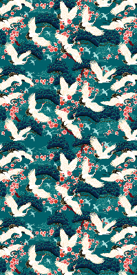 Fabric roller blind for window A flock of cranes