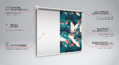 Fabric roller blind for window A flock of cranes