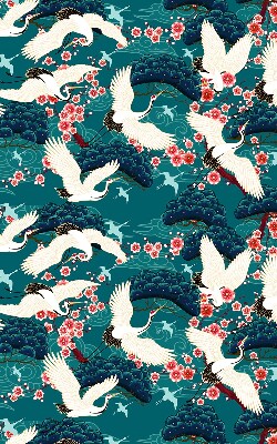 Fabric roller blind for window A flock of cranes