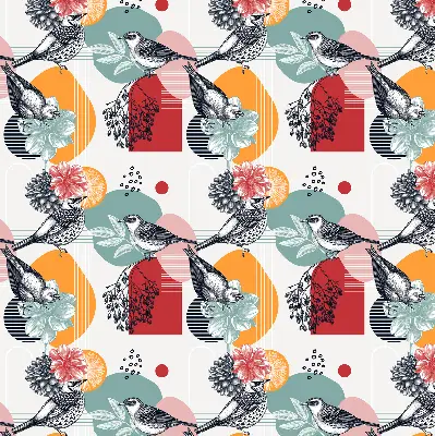 Blackout roller blind birds print