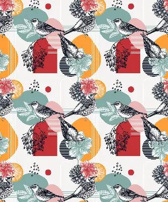 Blackout roller blind birds print